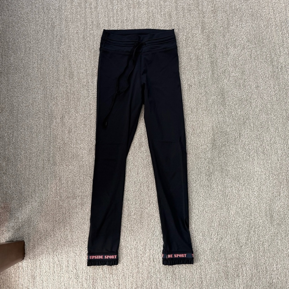 The Upside Black Drawstring Logo Waist Leggings